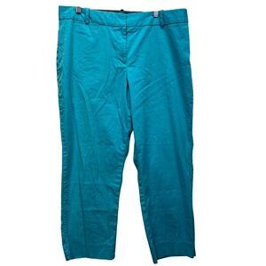 Talbots Curvy Fit Ankle Pants Turquoise Blue Tapered Career Trousers Womens 14
